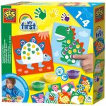 SES CREATIVE Prstové barvy 3x45ml baby kreativní set dobarvi si dinosaura 14442x – Hledejceny.cz