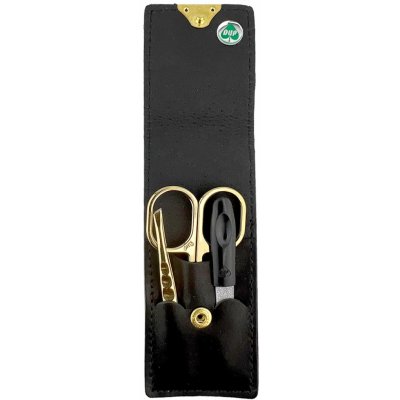 DUP Cestovní kožená manikúra 230401 černá s pozlacenými nástroji – Zboží Mobilmania