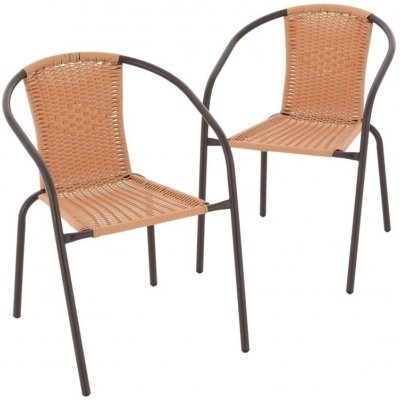 GARTHEN bistro židle D87385 světle hnědá 2 ks polyratan ocel – Hledejceny.cz