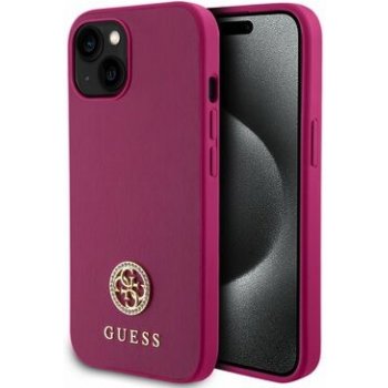 Guess PU 4G Strass Metal Logo Apple iPhone 15 růžové