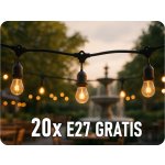 ORNO LED řetězové svítidlo 20m+20x žárovka E27 1W, 80ml, černá [LG-3/20M/E27/3] – Hledejceny.cz