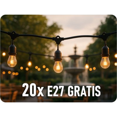 ORNO LED řetězové svítidlo 20m+20x žárovka E27 1W, 80ml, černá [LG-3/20M/E27/3] – Hledejceny.cz
