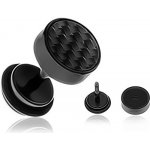 Šperky eshop kruhový černý fake piercing do ucha s karbonovým vzorem AA44.08 – Zboží Dáma