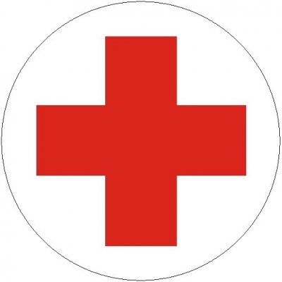 Červený kříž - průměr 10cm | Samolepka, pr.10 cm – Zboží Mobilmania