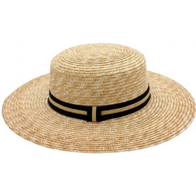 Fiebig Headwear since 1903 Letní slaměný boater klobouk unisex žirarďák s širší krempou Canotier