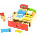 Goki dřevěná multifunkční pokladna se scannerem kreditní kartou kalkulačkou displejem – Zboží Mobilmania