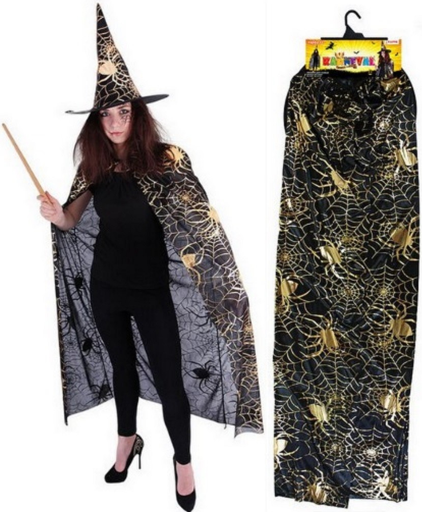 RAPPA Čarodějnický plášť s kloboukem a pavučinou /Halloween