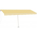 vidaXL Volně stojící ručně zatahovací markýza 500 x 300 cm žlutá/bílá – Zbozi.Blesk.cz