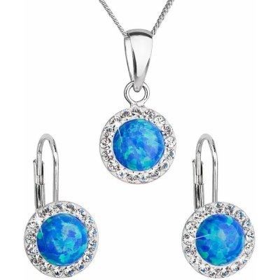 Evolution Group třpytivá souprava šperků s krystaly Preciosa 39160.1 & blue s.opal náušnice řetízek přívěsek – Zboží Mobilmania