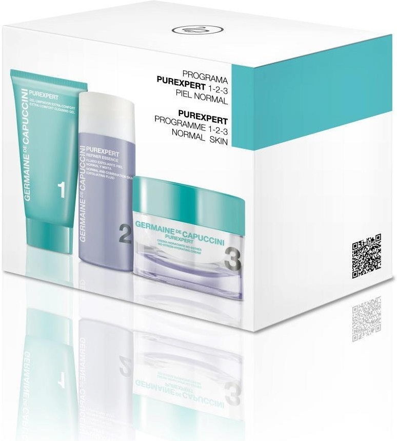 Germaine de Capuccini Pureexpert 1-2-3 Normal and Combination Skin hydratační krém pro normální až smíšenou pleť 50 ml + čisticí gel 30 ml + exfoliační fluid 50 ml dárková sada