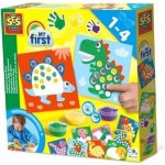 SES CREATIVE Prstové barvy 3x45ml baby kreativní set dobarvi si dinosaura 14442x – Hledejceny.cz