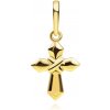 Přívěsky Šperky Eshop Přívěsek ze žlutého zlata křížek se zkosenými trojúhelníkovými rameny S5GG259.69