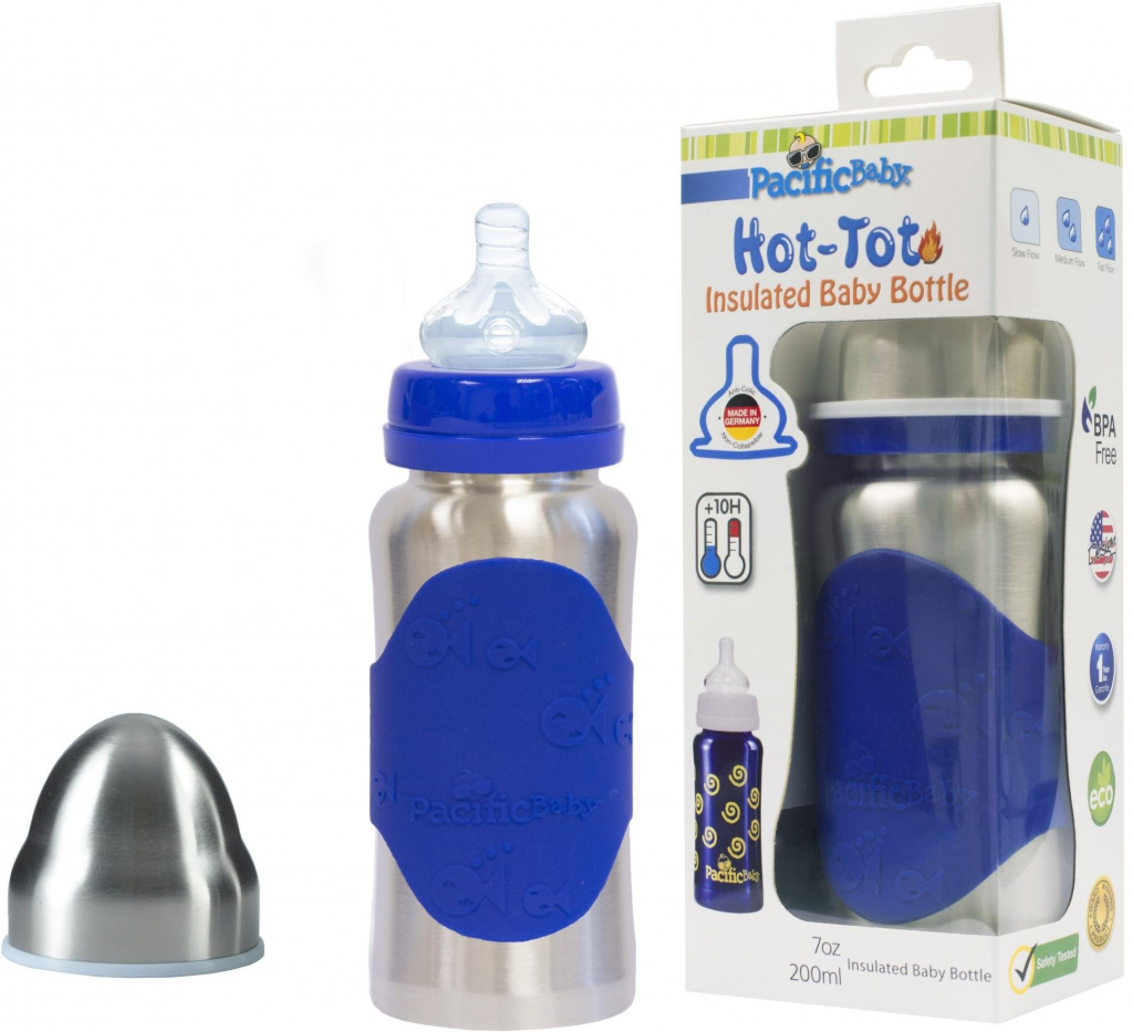 Pacific Baby Hot-Tot Stainless Steel Insulated 7 oz Infant Baby Eco Feeding  Bottle - 2 Pack