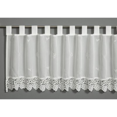 Sehlbach Vitrážová záclona s poutky s květinovou výšivkou, přírodní, 135 x 48 cm – Hledejceny.cz