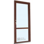 Kömmerling balkonové dveře 70 AD OS s příčkou levé ořech/ořech 80 x 230 cm oboustranná klika + FAB + hliníkový práh – Hledejceny.cz