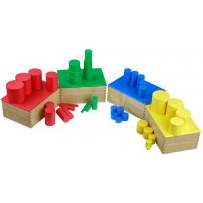 Montessori A030 barevné válečky bez úchytů z bukového dřeva