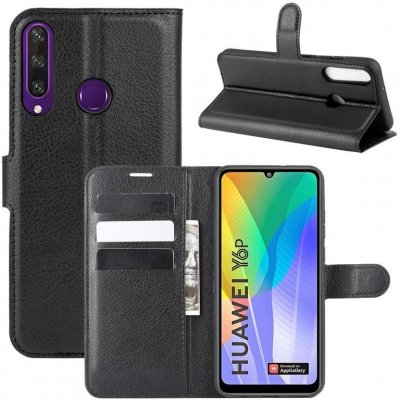 Pouzdro Litchi PU kožené peněženkové Huawei Y6p - černé – Zboží Mobilmania