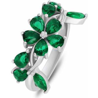 Brilio Silver stříbrný prsten se zelenými zirkony RI066WG – Zboží Mobilmania