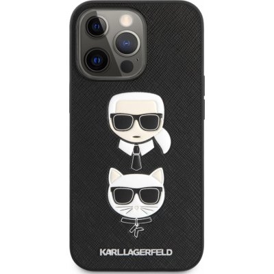 Pouzdro Karl Lagerfeld PU Saffiano Karl and Choupette Heads iPhone 13 Pro černé
