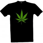 Tričko s potiskem List marihuany pánské Černá