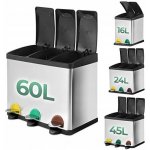 Jago Odpadkový koš pedálový nerezová ocel 3 x 20 L JG87843 – Zboží Mobilmania