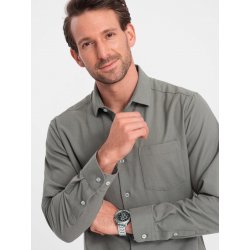 Ombre Clothing pánská košile s dlouhým rukávem Laeroth khaki