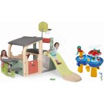Smoby Set hrací centrum Fun Center se skluzavkou a pískoviště čtyřlístek Vario s plachtou od 24 měsíců – Sleviste.cz