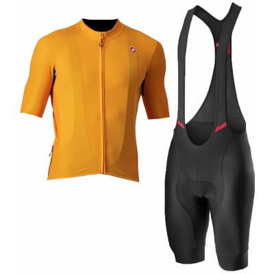 Castelli krátký dres a krátké kalhoty ENDURANCE ELITE oranžová/černá