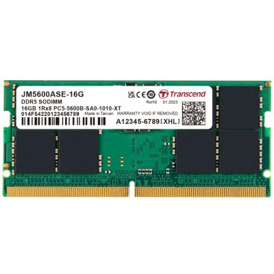 Transcend paměť 16GB JM DDR5 5600 SO-DIMM 1Rx8 2Gx8 CL46 1.1V JM5600ASE-16G – Zbozi.Blesk.cz