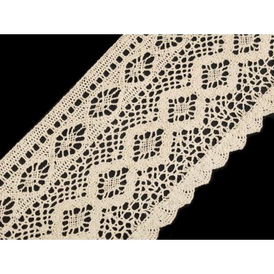 Bavlněná krajka paličkovaná šíře 12,5 cm, střední, 2 režná světlá – Zboží Mobilmania