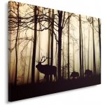Obraz na plátně, Jelen v lese Fog Brown - 120x80 cm – Zbozi.Blesk.cz
