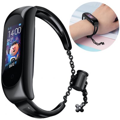 Hurtel Náhradní kovový náramek s řetízkem pro Xiaomi Mi Band 6 / 5 / 4 / 3 černý 9145576225530 – Zboží Živě