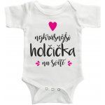 Dětské BODY s potiskem Nejkrásnější Holčička na světě potisku Černá + Růžová – Zboží Mobilmania