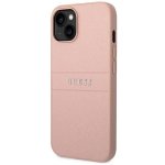 Pouzdro Guess iPhone 14 Pro Max růžové PU kožené Saffiano s kovovém logem Hot Stamp Stripes – Hledejceny.cz