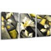 Obraz Impresi Obraz Abstraktní žluto šedý - 150 x 70 cm (3 dílný)