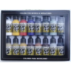 Vallejo: Basic Colors Acrylic 16 Airbrush Paint Set for Model and Hobby 17ml
