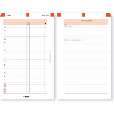 Formulář Týdenní plán A6 levý 2026 53 listů – Zboží Dáma