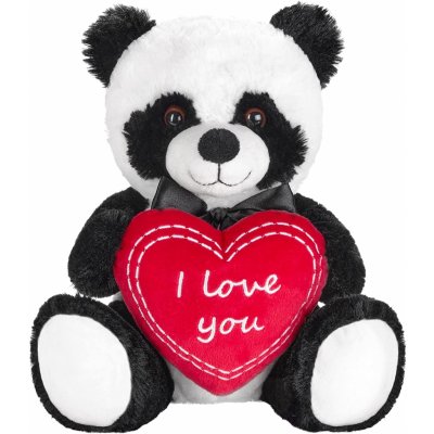 BRUBAKER medvídek Panda se srdíčkem červený I Love You medvídek Panda černá bílá 25 cm – Zboží Mobilmania