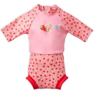 Splash About Plavky Happy Nappy kostýmek / rukáv Sunsuit Strawberry Field – Zboží Dáma