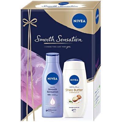 Nivea Smooth Sensation tělové mléko 250 ml + Shea Butter sprchový gel 250 ml dárková sada – Zbozi.Blesk.cz