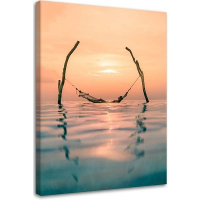 Obraz na plátně houpací síť výhled na moře slunce - 60x90 cm – Sleviste.cz