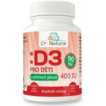 Dr. Natural Vitamín D3 pro děti s příchutí jahody 400IU 90 tablet – Hledejceny.cz