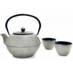 Bredemeijer Jang litinová čajová souprava 1,1 l a 2 šálky světle šedá s nerezovým sítkem moderní design – Sleviste.cz