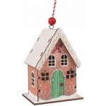 Anděl Přerov Domek dřevěný s glitry na zavěšení 7 x 9,5 x 5 cm – Hledejceny.cz