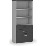 Primo Kancelářská skříň s kombinovanými zásuvkami GRAY, 1781 x 800 x 420 mm, šedá/grafit – Zbozi.Blesk.cz