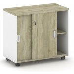 Mirelli, Kancelářská zasouvací skříňka na kolečkách 800 x 420 x 750 mm, bílá / dub sonoma – Zboží Dáma Mirelli, Kancelářská zasouvací skříňka na kolečkách 800 x 420 x 750 mm, bílá / dub sonoma – Zboží Dáma