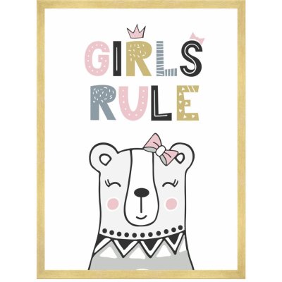 Plakát Dětské dívčí pravidlo 21X29,7 cm + zlatý rám