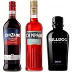 Campari Bitter 25% 0,7 l & BBulldog Gin 40% 0,7 l & Cinzano Rosso 15% 0,75 l (set) – Zbozi.Blesk.cz