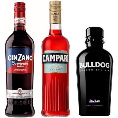 Campari Bitter 25% 0,7 l & BBulldog Gin 40% 0,7 l & Cinzano Rosso 15% 0,75 l (set) – Zbozi.Blesk.cz