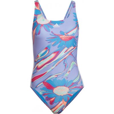 adidas 3 Stripe Swimsuit Womens purple white – Zboží Dáma